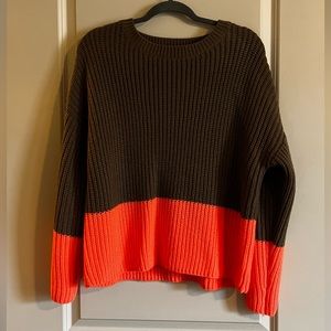 Brown and Orange Color Block Sweater Size M
